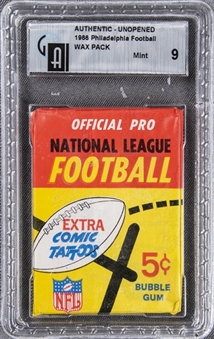 1966 Philadelphia Football Unopened Five-Cent Wax Pack - GAI MINT 9